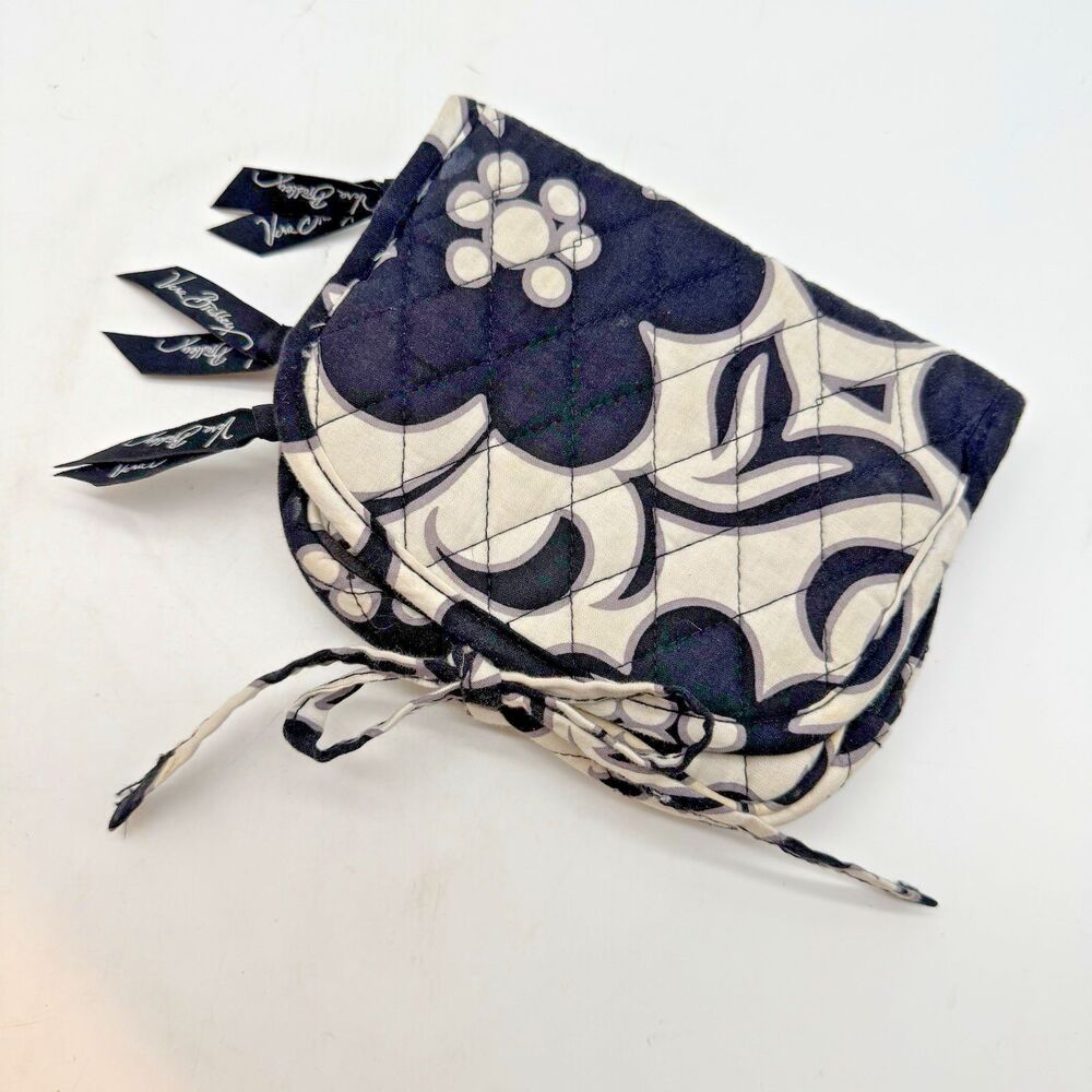 Vera Bradley Night and Day Travel Jewelry Organizer Case Tie Closure 3 Zip Pouch